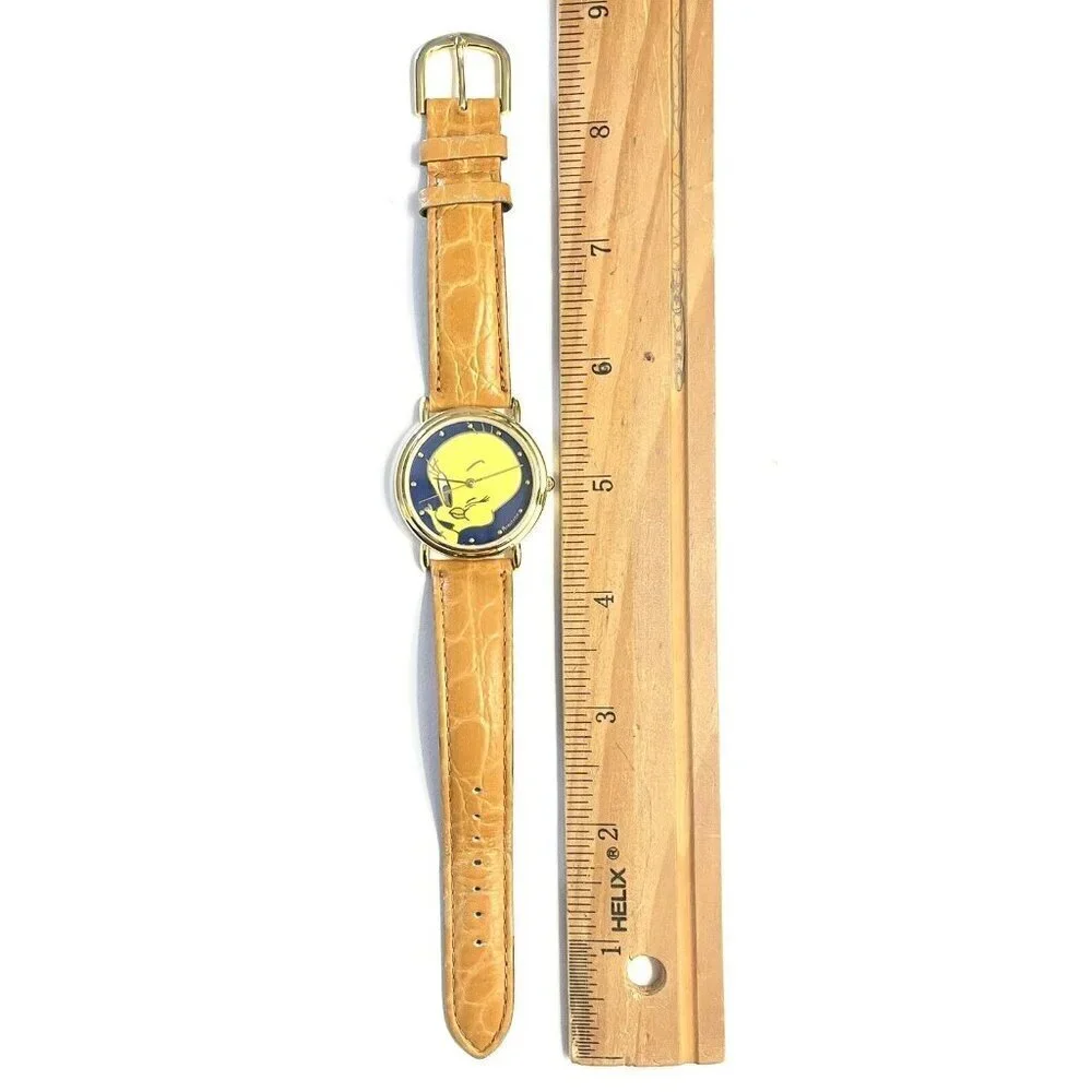 Armitron Winking Tweety Bird Watch 1994 Looney Tunes Gold Tone Leather Vintage
